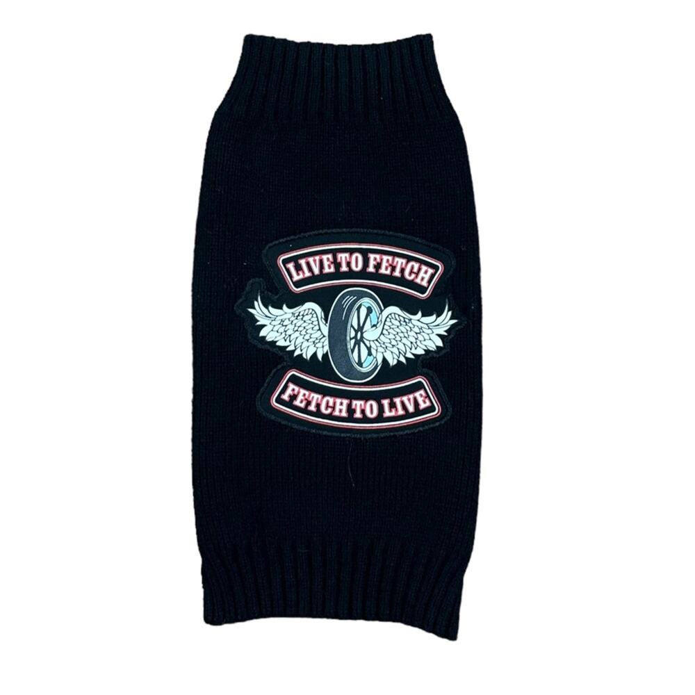 Dog Biker Sweater Size Small Perfectly Pet Black